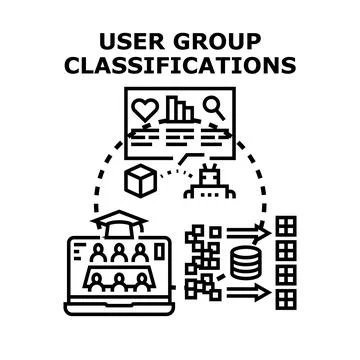 User group classifications for data analytics and machine learning Ilustração Stock