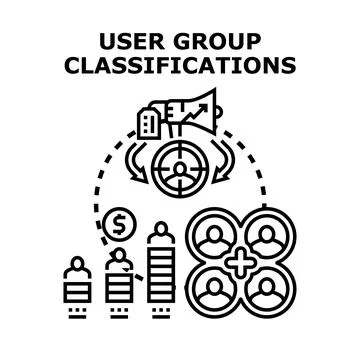 User group classifications vector concept illustrating segmentation Illustrazione stock