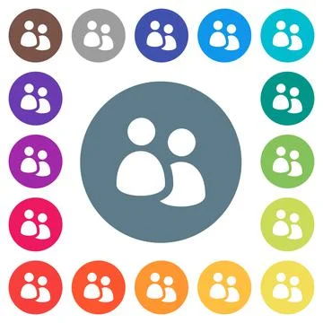 User group flat white icons on round color backgrounds Stock Illustration