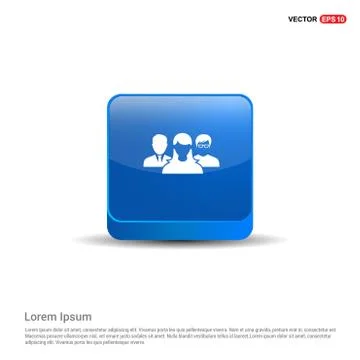 User group icon.  - 3d Blue Button Stock Illustration
