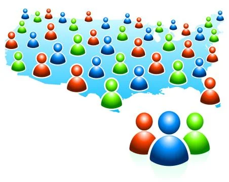 User Group with United States Map Stock Illustration
