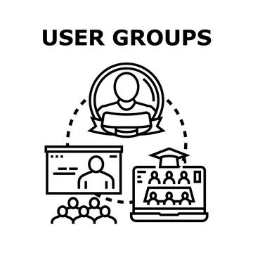 User groups community networking and online education concept Stock Illustration