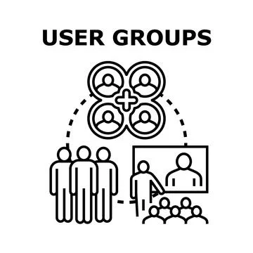 User groups connecting and collaborating for community and learning Stock Illustration