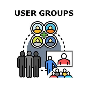 User groups connecting and collaborating for community and learning Stock Illustration