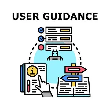 User guidance concept outlining assistance and navigation Stock Illustration