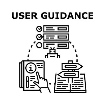 User guidance concept outlining assistance and navigation Illustrazione stock