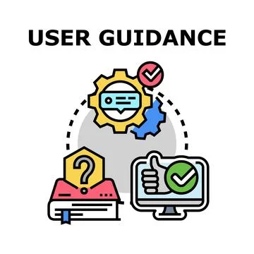 User guidance providing information and support assistance Stock Illustration