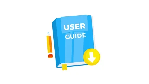 User guide book with download and information icon animation on white and green Stock Footage 309523344