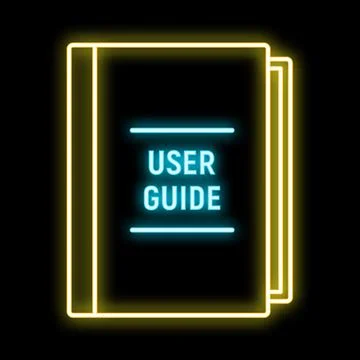 User guide book icon with glowing neon effect Stock Illustration