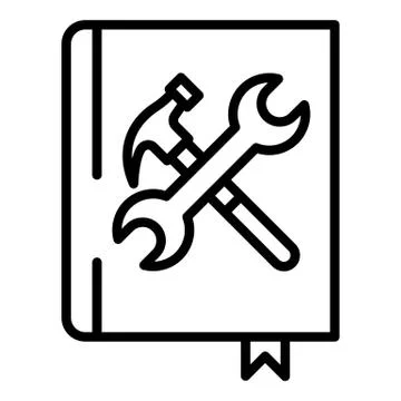 User guide book icon, outline style Stock Illustration