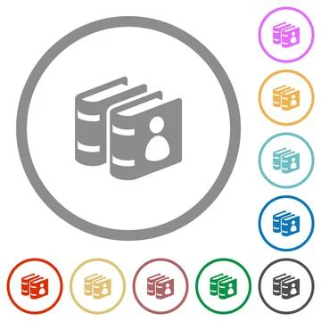 User guide books flat icons with outlines Stock Illustration
