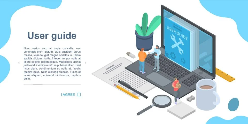 User guide concept banner, isometric style Stockillustratie
