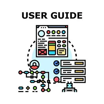 User guide documenting software system instructions process Иллюстрация