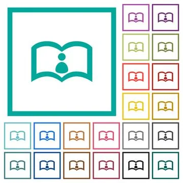 User guide flat color icons with quadrant frames Stock Illustration
