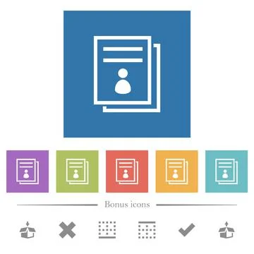 User guide flat white icons in square backgrounds Stock Illustration