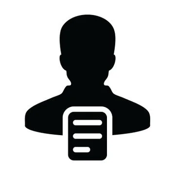 User guide icon vector male person profile avatar with document symbol Illustrazione stock