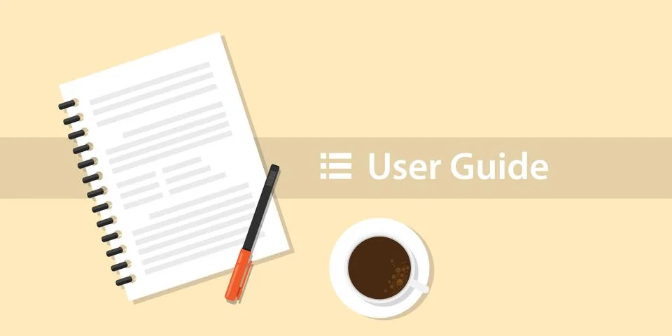 A user guide manual book on top of table desk Stock Illustration