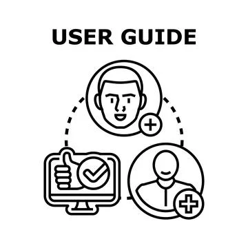 User guide onboarding process with happy clients Stock Illustration
