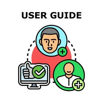 User guide onboarding process with happy clients Stock Illustration