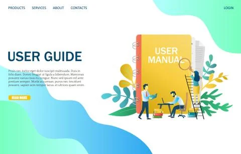 User guide vector website landing page design template Stock Illustration