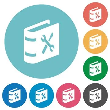 User guide with wrench and screwdriver flat round icons Stock Illustration