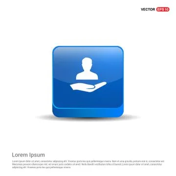 User in hand icon - 3d Blue Button Stock Illustration