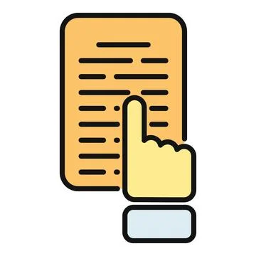 User hand pointing at text on document Stock Illustration