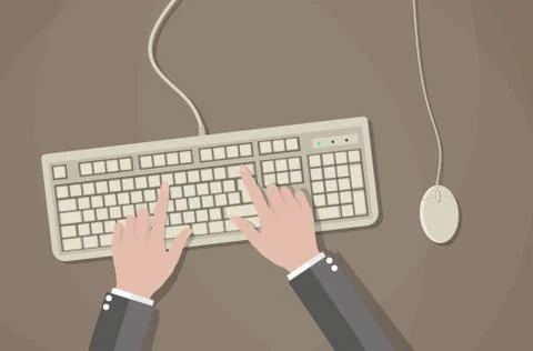 User hands on keyboard and mouse of computer. Stock Illustration