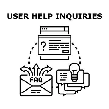 User help inquiries process finding solutions concept Stock Illustration