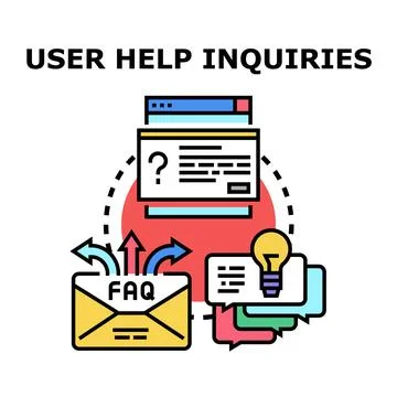 User help inquiries process finding solutions concept Stock Illustration