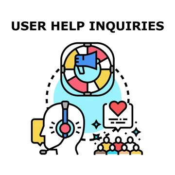 User help inquiries providing customer support assistance Ilustración de archivo