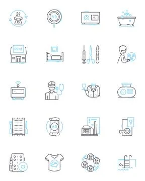 User help linear icons set. Assistance, Support, Guidance, Helpdesk Stock Illustration