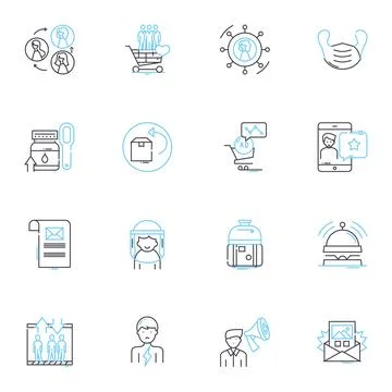 User help linear icons set. Assistance, Support, Guidance, Helpdesk Stock Illustration