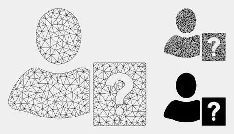 User Helpbook Vector Mesh Wire Frame Model and Triangle Mosaic Icon Stock Illustration