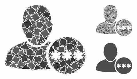 User hidden password Composition Icon of Ragged Elements Stock Illustration