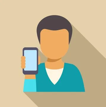 User holding smartphone featuring flat design icon Illustrazione stock