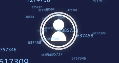 User icon animation over floating numbers on dark blue background Stock-Footage 305526929