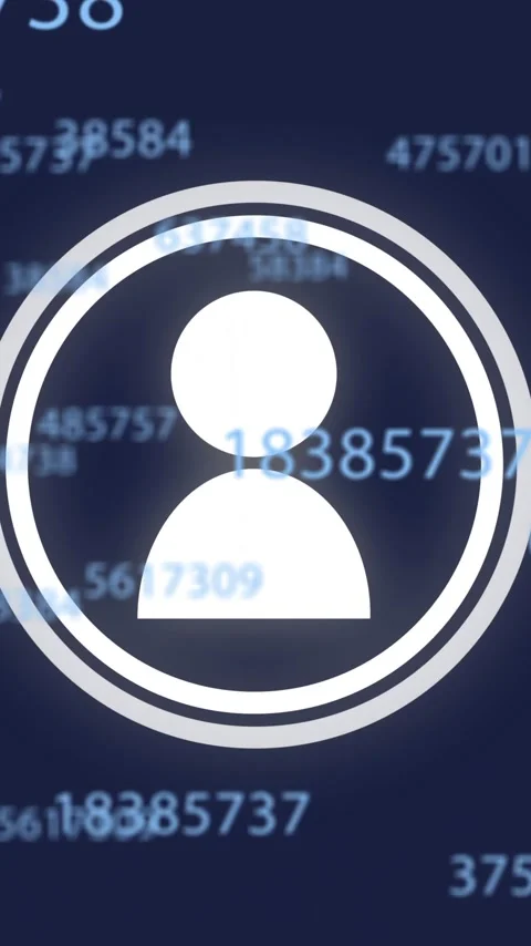 User icon animation over floating numbers on dark blue background Stock Footage 342916063