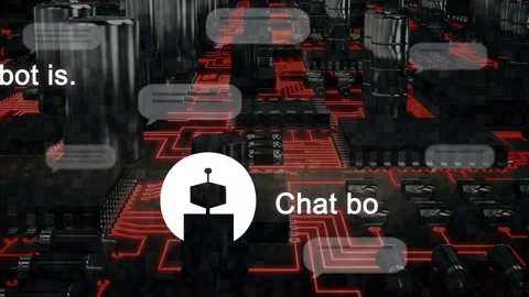 User icon appearing, initiating prompt revealing to ask chat bot, robot replying Stock Footage 334811028