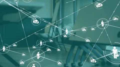User icon appearing triggers radiating lines linking infinity symbols, expanding Stock Footage 315774694