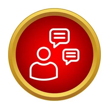 User icon communicating through speech bubbles on red background Stock Illustration