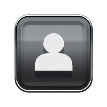 User icon glossy grey, isolated on white background Stock Illustration