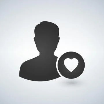 User Icon with Heart, Vector illustration Stock Illustration