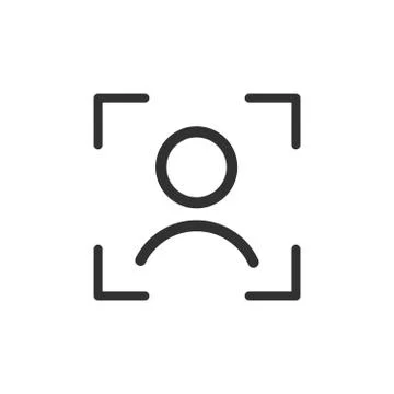 User icon inside camera focus frame. Vector illustration isolated on white ba Illustrazione stock