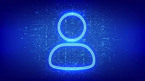 User icon made of binary code on a digital background, symbolizing digital id Stock Illustration