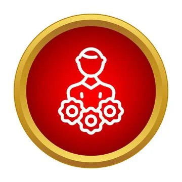 User icon managing gears in red button Illustrazione stock