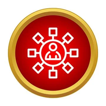 User icon managing network connections in a red circle Stock Illustration