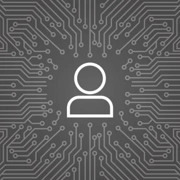 User Icon Member Over Computer Chip Moterboard Background Banner イラスト素材