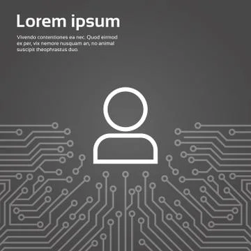User Icon Member Over Computer Chip Moterboard Background Banner 스톡 일러스트