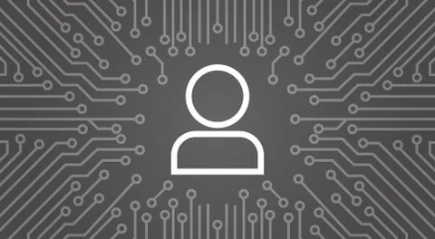 User Icon Member Over Computer Chip Moterboard Background Banner 스톡 일러스트